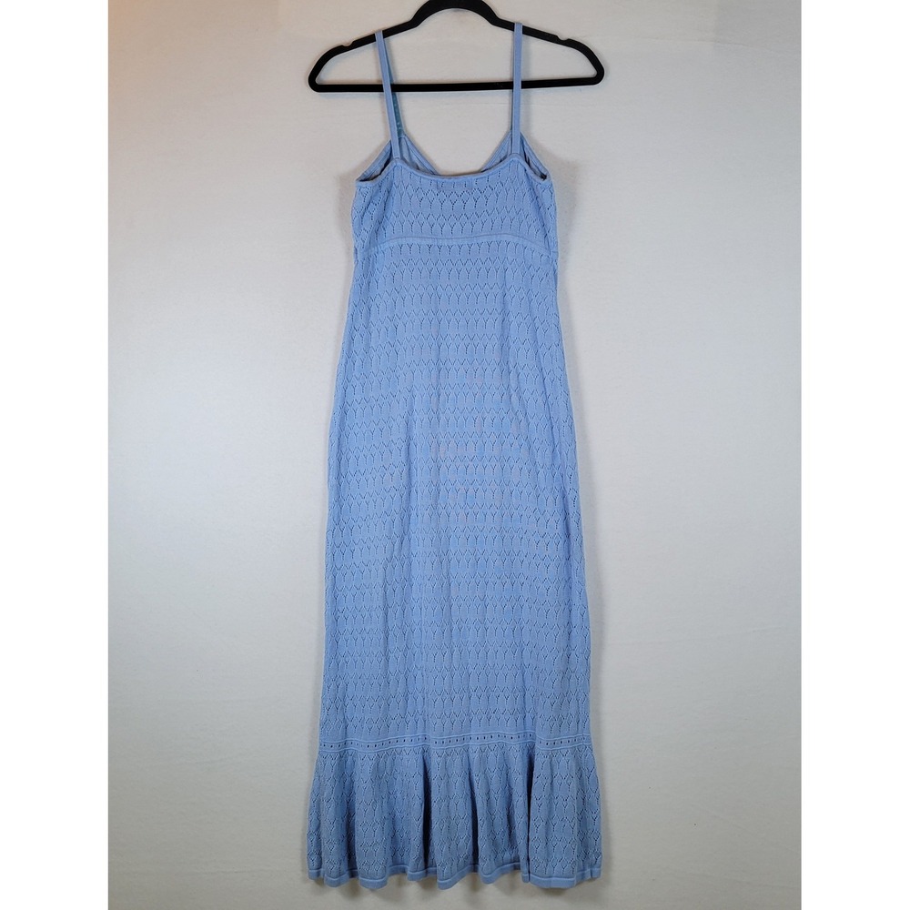 Derek Lam Collective Women Midi Dress Crochet Knit Button Size Small Blue - Picture 6 of 9